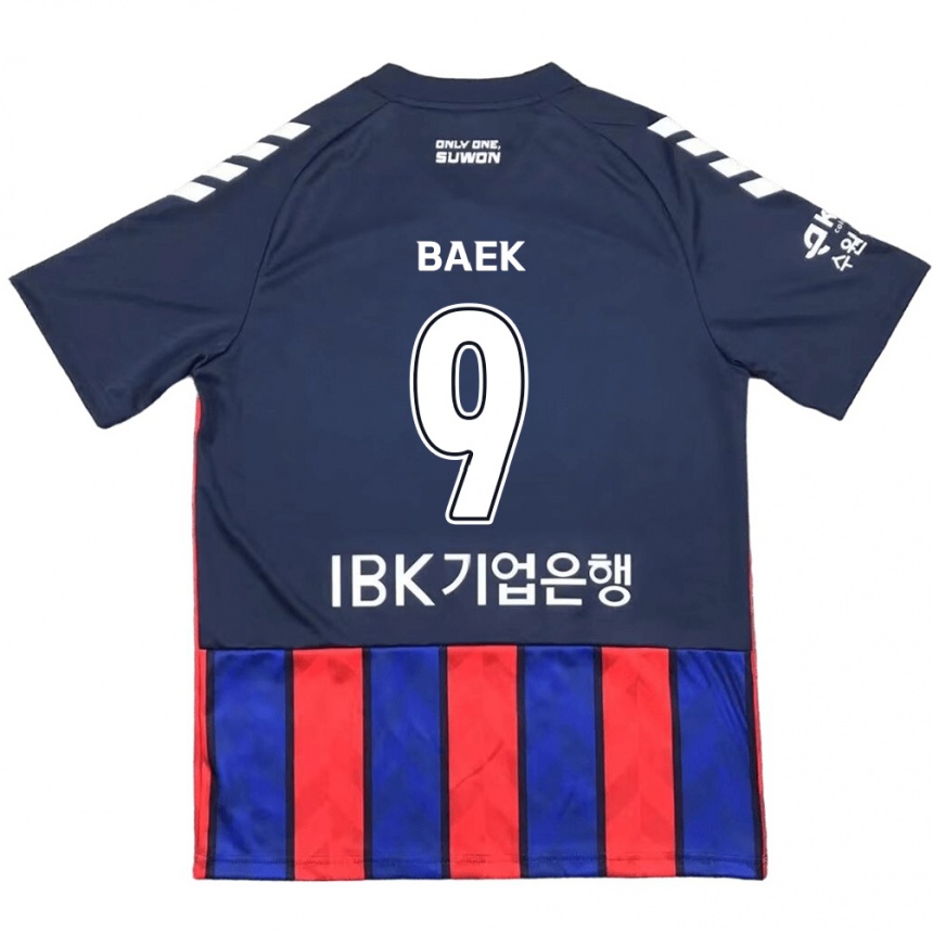 Hombre Fútbol Camiseta Kyeong Baek #9 Azul Rojo 1ª Equipación 2024/25 Perú