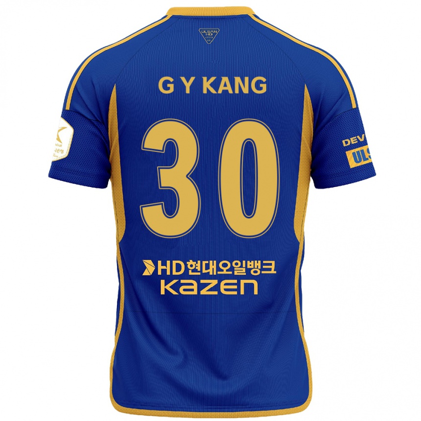 Hombre Fútbol Camiseta Yun-Gu Kang #30 Azul Amarillo 1ª Equipación 2024/25 Perú