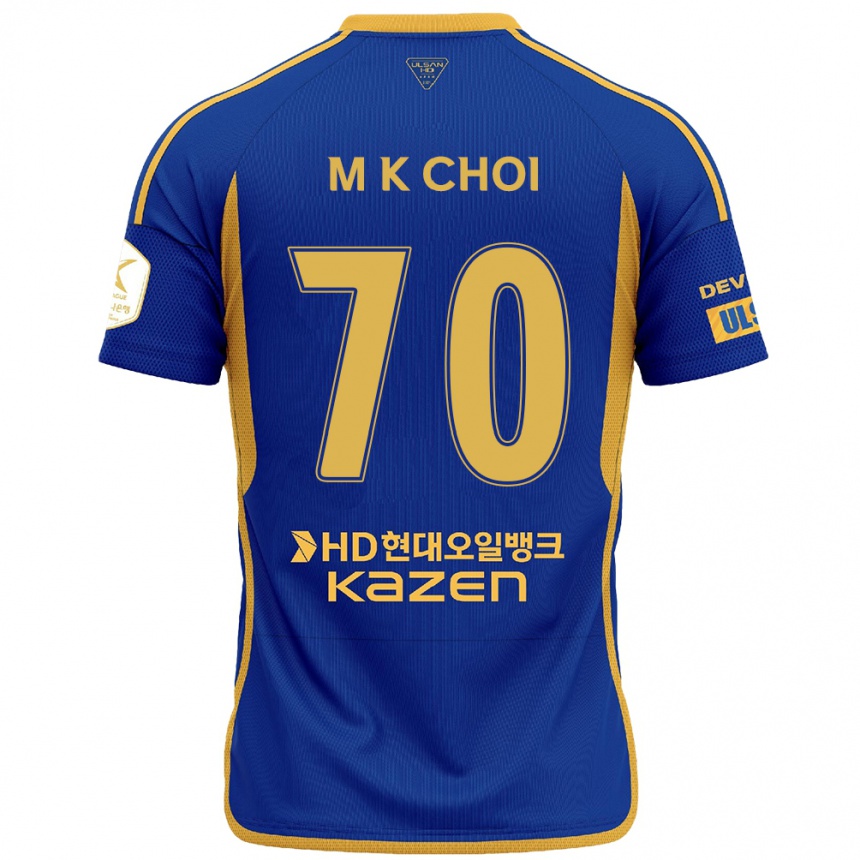 Hombre Fútbol Camiseta Kang-Min Choi #70 Azul Amarillo 1ª Equipación 2024/25 Perú