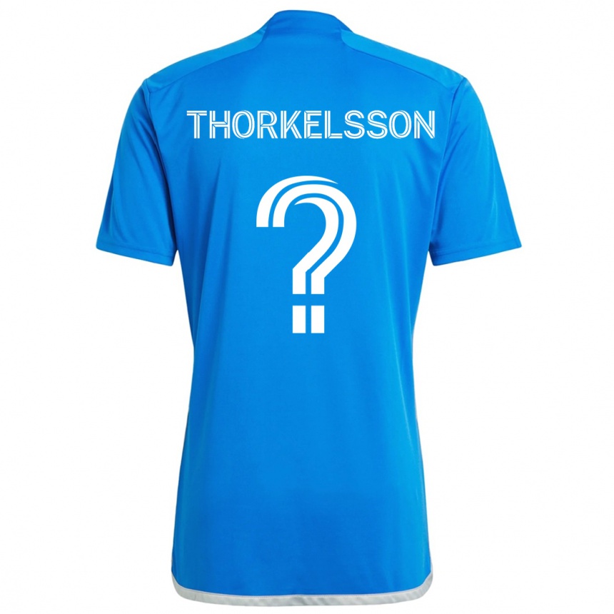 Hombre Fútbol Camiseta Róbert Orri Thorkelsson #0 Azul Blanco 1ª Equipación 2024/25 Perú