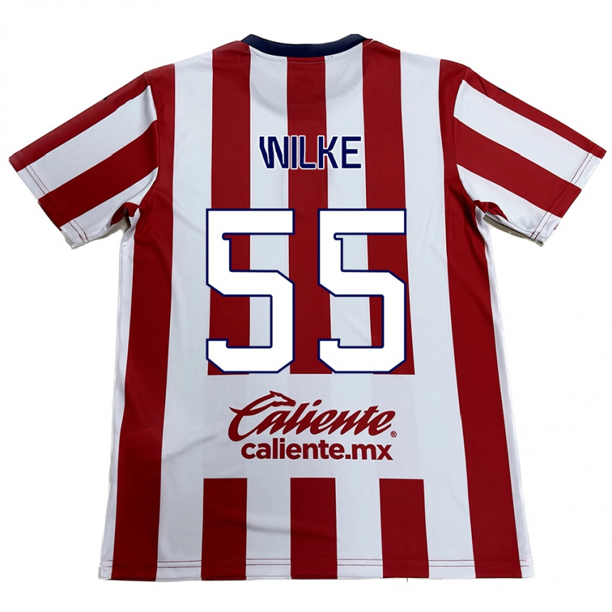 Hombre Fútbol Camiseta Teun Wilke #55 Rojo Blanco 1ª Equipación 2024/25 Perú