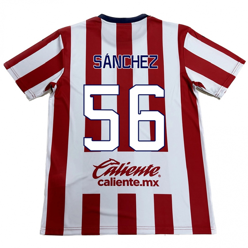 Hombre Fútbol Camiseta Benjamín Sánchez #56 Rojo Blanco 1ª Equipación 2024/25 Perú