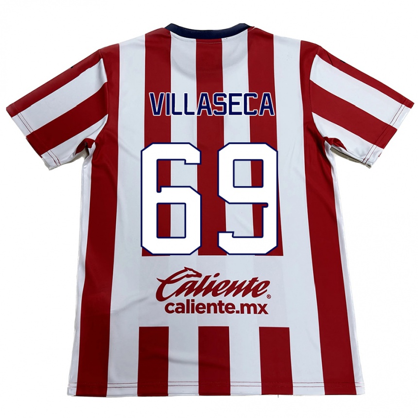 Hombre Fútbol Camiseta Daniel Villaseca #69 Rojo Blanco 1ª Equipación 2024/25 Perú