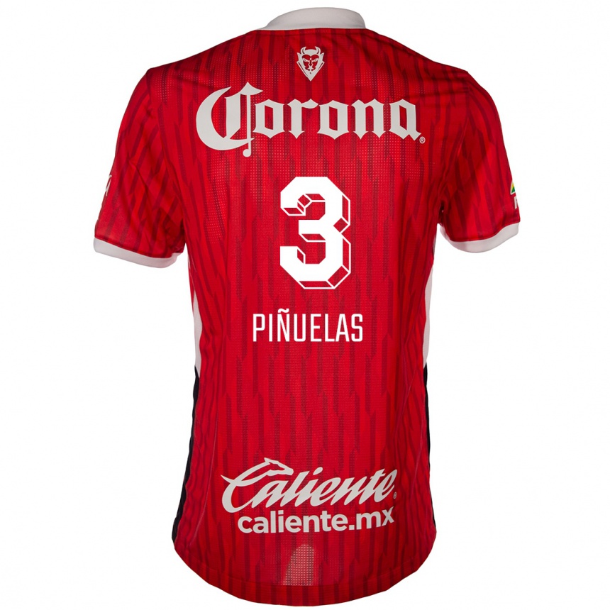 Hombre Fútbol Camiseta Fernando Piñuelas #3 Rojo Blanco 1ª Equipación 2024/25 Perú