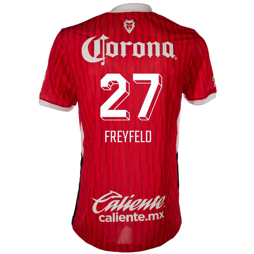 Hombre Fútbol Camiseta Emiliano Freyfeld #27 Rojo Blanco 1ª Equipación 2024/25 Perú