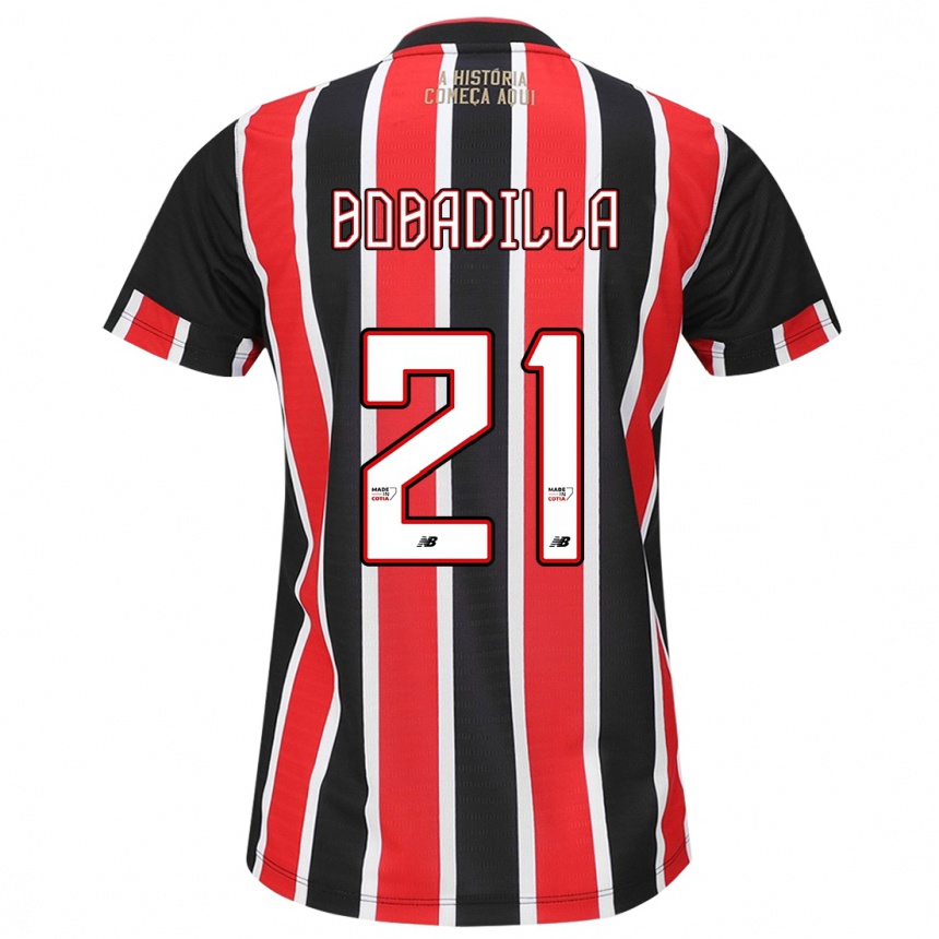 Hombre Fútbol Camiseta Damián Bobadilla #21 Negro Rojo Blanco 2ª Equipación 2024/25 Perú