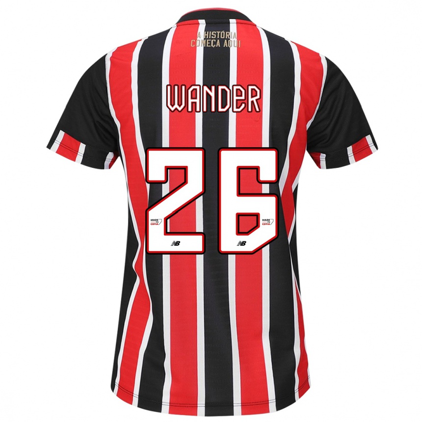 Hombre Fútbol Camiseta Talles Wander #26 Negro Rojo Blanco 2ª Equipación 2024/25 Perú