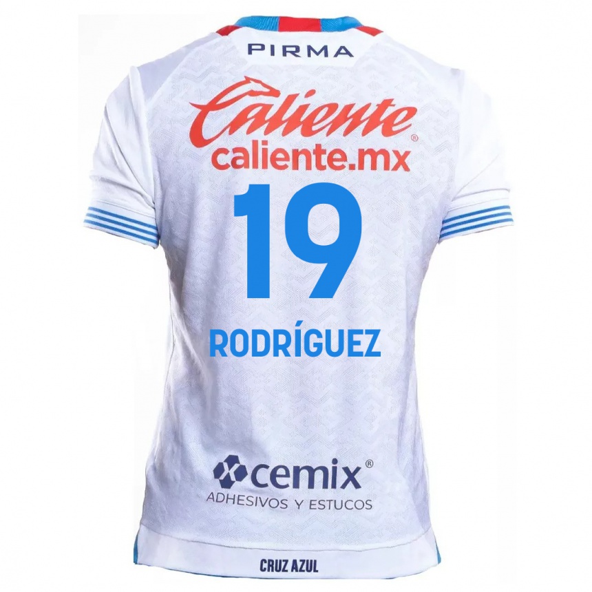 Hombre Fútbol Camiseta Carlos Rodríguez #19 Blanco Azul 2ª Equipación 2024/25 Perú