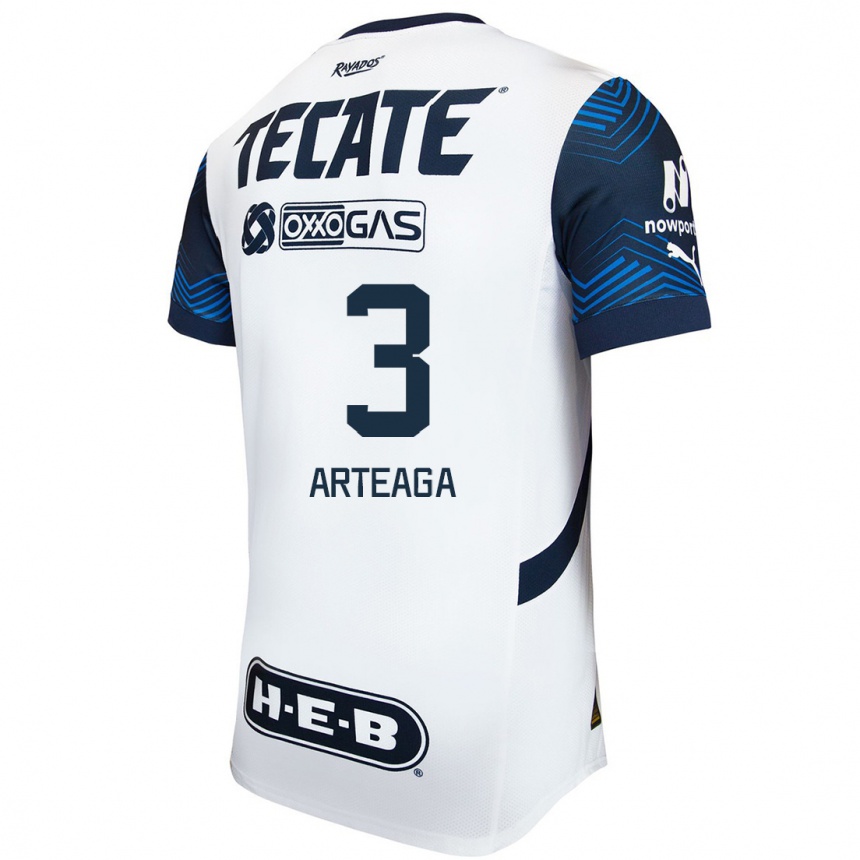 Hombre Fútbol Camiseta Gerardo Arteaga #3 Blanco Azul 2ª Equipación 2024/25 Perú