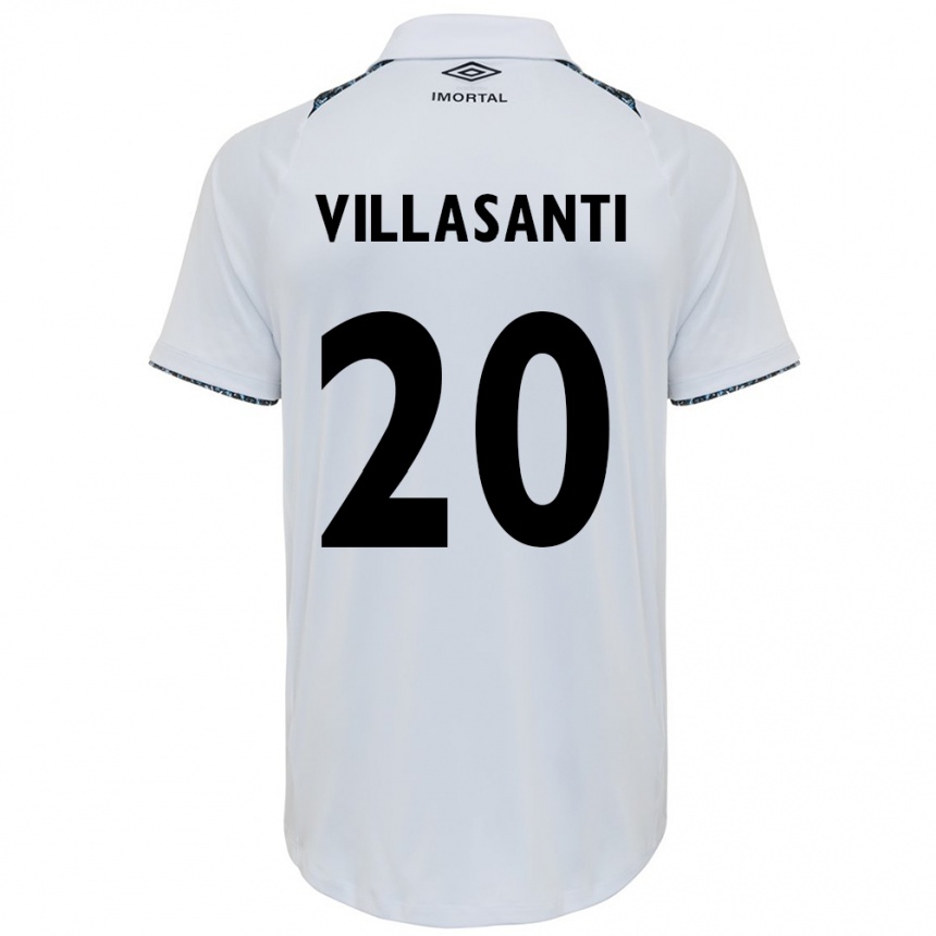 Hombre Fútbol Camiseta Mathías Villasanti #20 Blanco Azul 2ª Equipación 2024/25 Perú