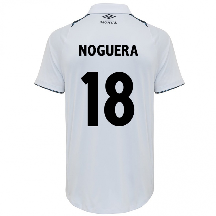 Hombre Fútbol Camiseta Freddy Noguera #18 Blanco Azul 2ª Equipación 2024/25 Perú