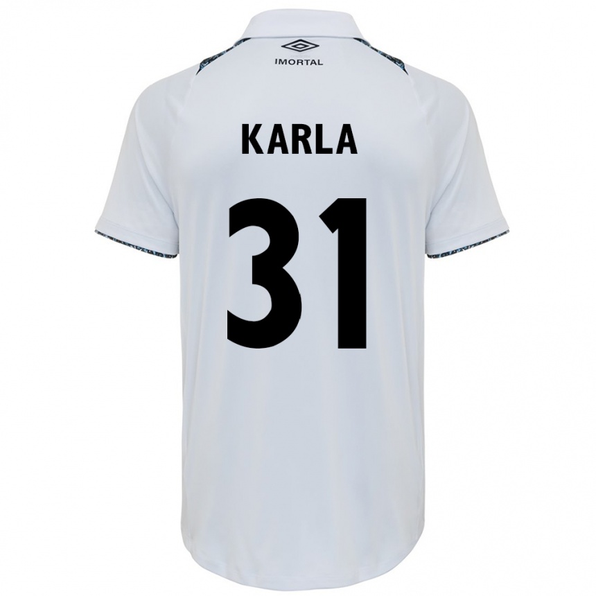 Hombre Fútbol Camiseta Emmily Karla #31 Blanco Azul 2ª Equipación 2024/25 Perú