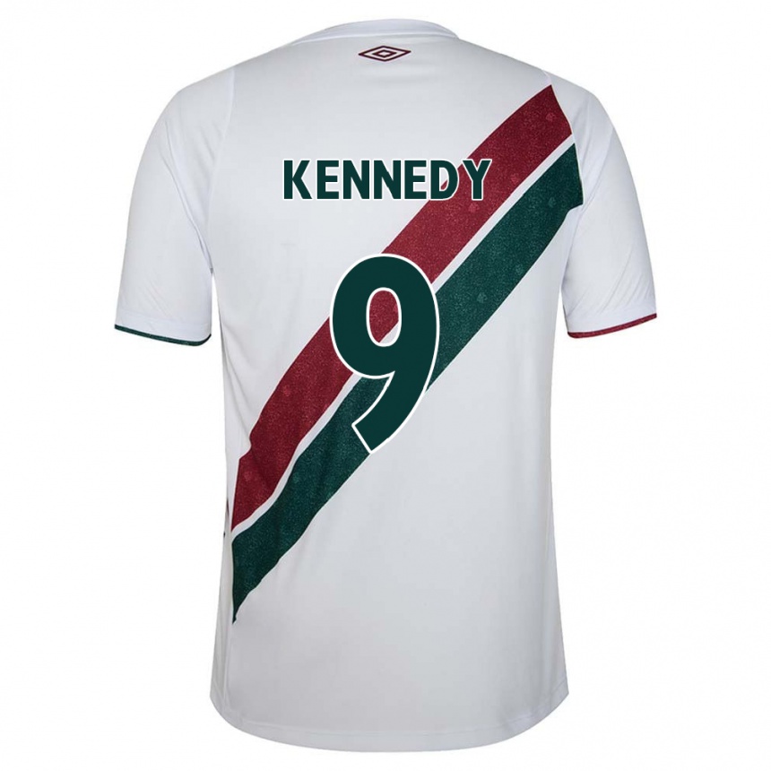 Hombre Fútbol Camiseta John Kennedy #9 Blanco Verde Granate 2ª Equipación 2024/25 Perú