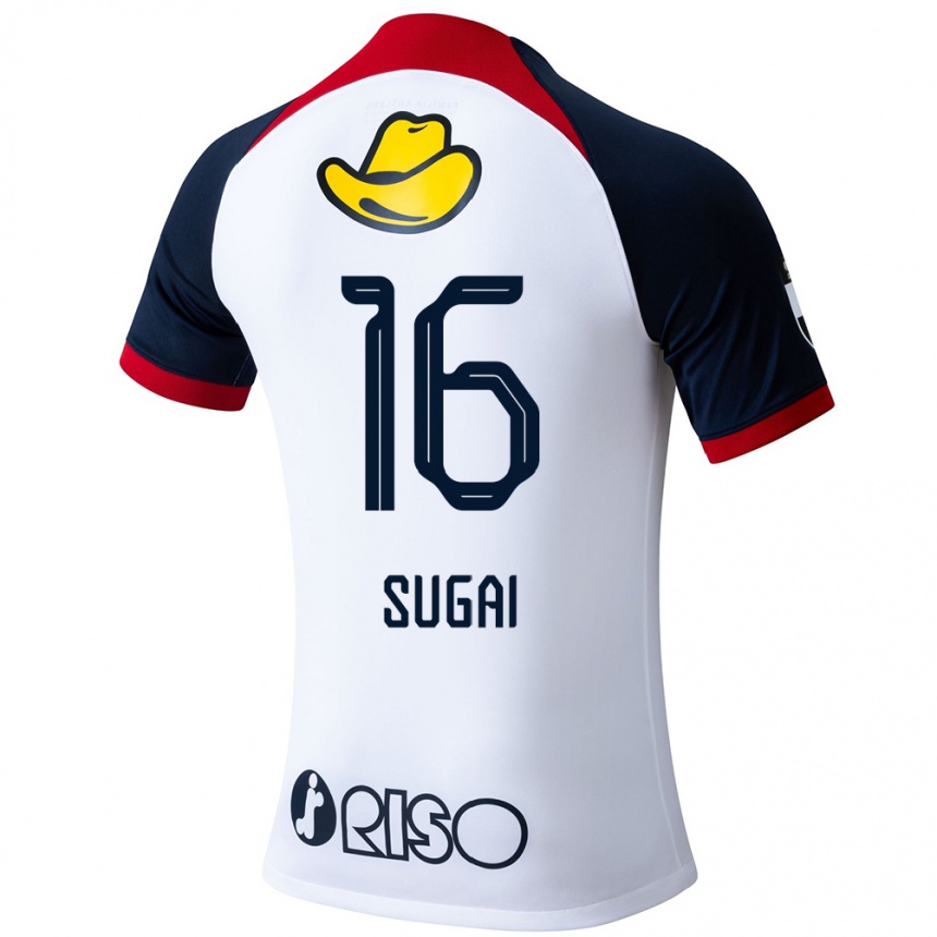 Hombre Fútbol Camiseta Hidehiro Sugai #16 Blanco Azul Rojo 2ª Equipación 2024/25 Perú