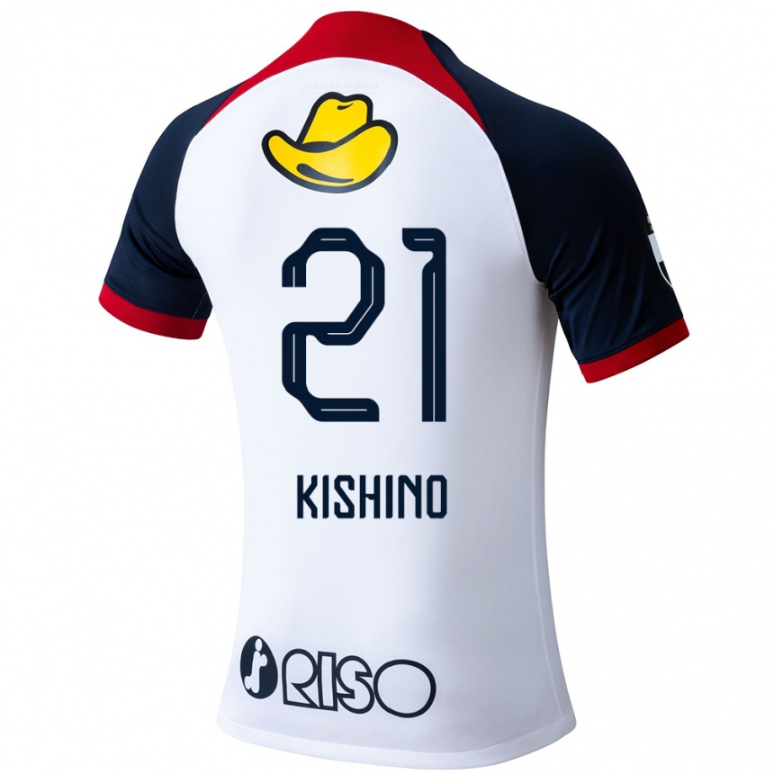 Hombre Fútbol Camiseta Eita Kishino #21 Blanco Azul Rojo 2ª Equipación 2024/25 Perú