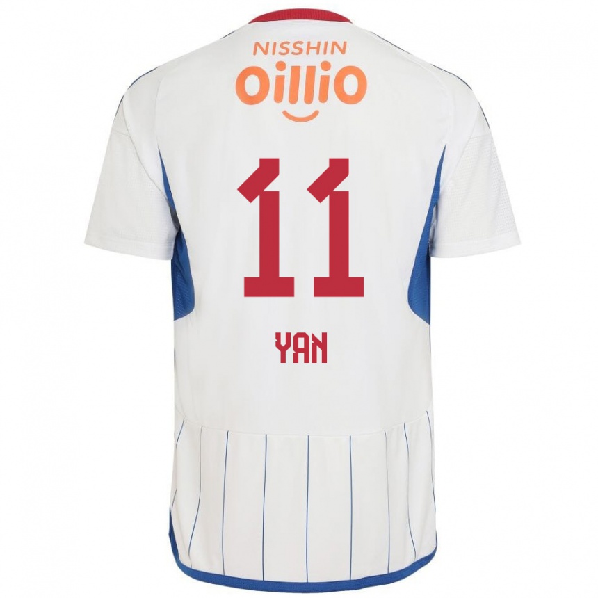 Hombre Fútbol Camiseta Yan #11 Blanco Azul Rojo 2ª Equipación 2024/25 Perú