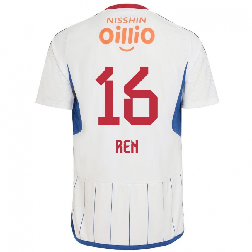 Hombre Fútbol Camiseta Ren Kato #16 Blanco Azul Rojo 2ª Equipación 2024/25 Perú