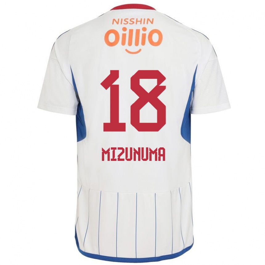 Hombre Fútbol Camiseta Kota Mizunuma #18 Blanco Azul Rojo 2ª Equipación 2024/25 Perú