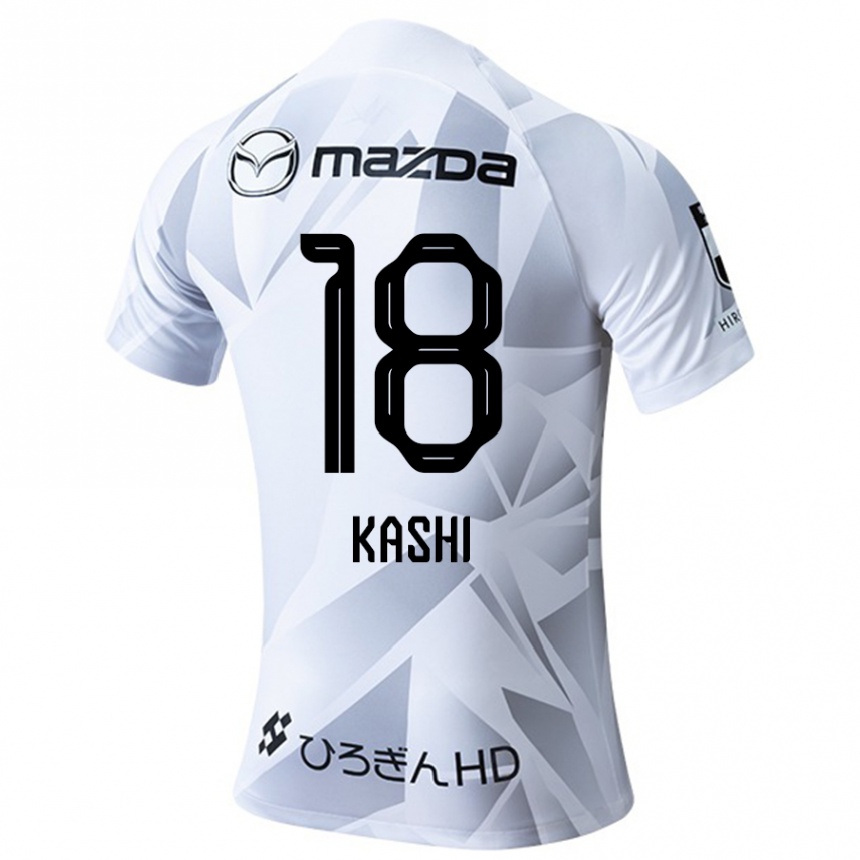 Hombre Fútbol Camiseta Yoshifumi Kashiwa #18 Blanco Gris Negro 2ª Equipación 2024/25 Perú