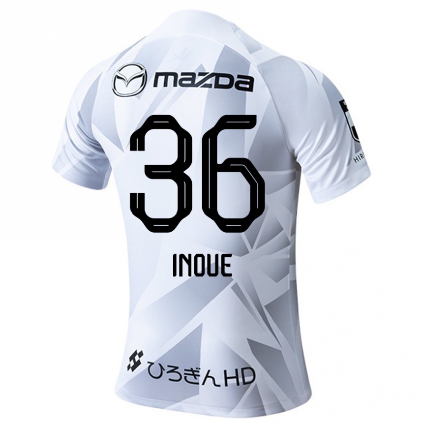 Hombre Fútbol Camiseta Aren Inoue #36 Blanco Gris Negro 2ª Equipación 2024/25 Perú