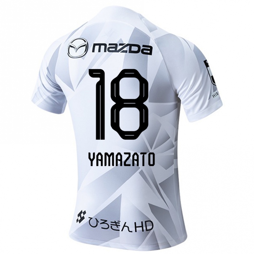 Hombre Fútbol Camiseta Kenshin Yamazato #18 Blanco Gris Negro 2ª Equipación 2024/25 Perú