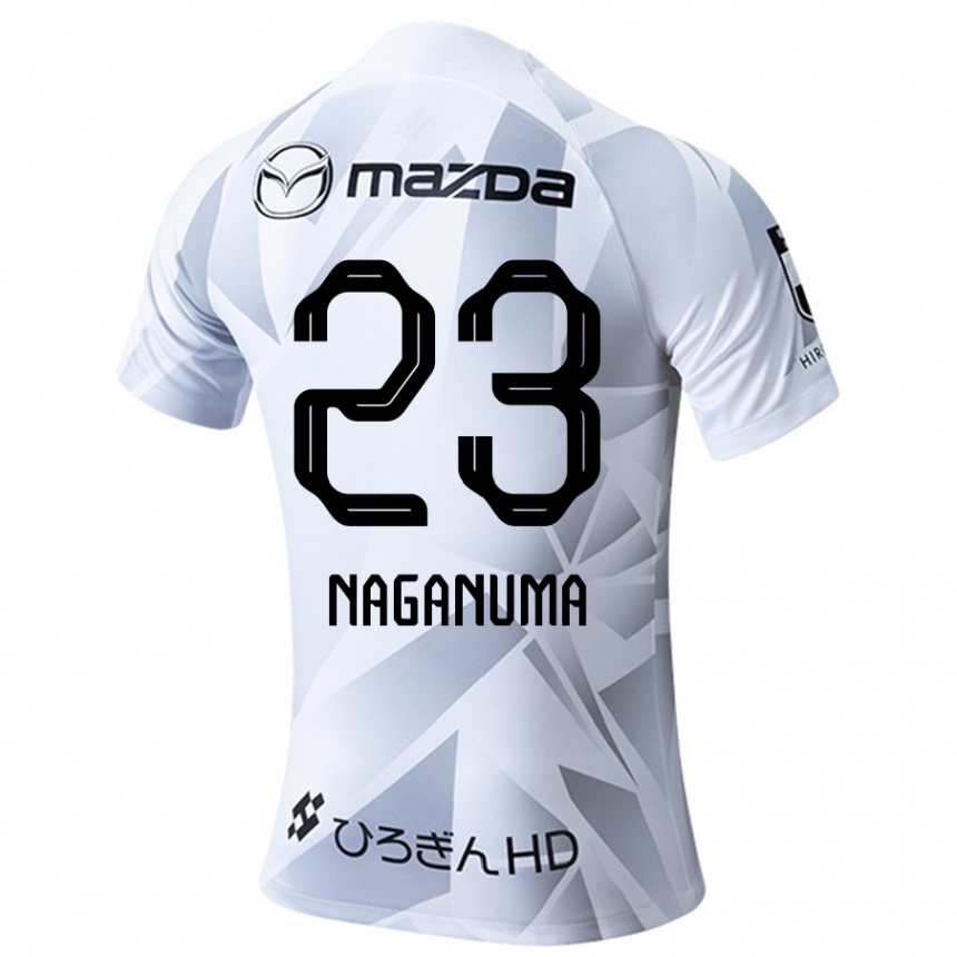 Hombre Fútbol Camiseta Seimei Naganuma #23 Blanco Gris Negro 2ª Equipación 2024/25 Perú