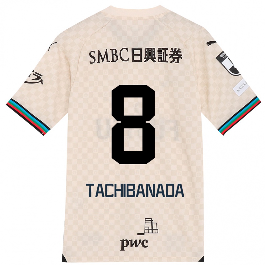 Hombre Fútbol Camiseta Kento Tachibanada #8 Blanco Gris 2ª Equipación 2024/25 Perú