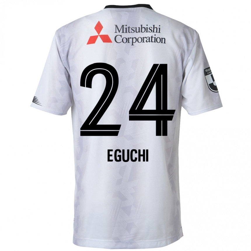 Hombre Fútbol Camiseta Kaito Eguchi #24 Blanco Negro 2ª Equipación 2024/25 Perú