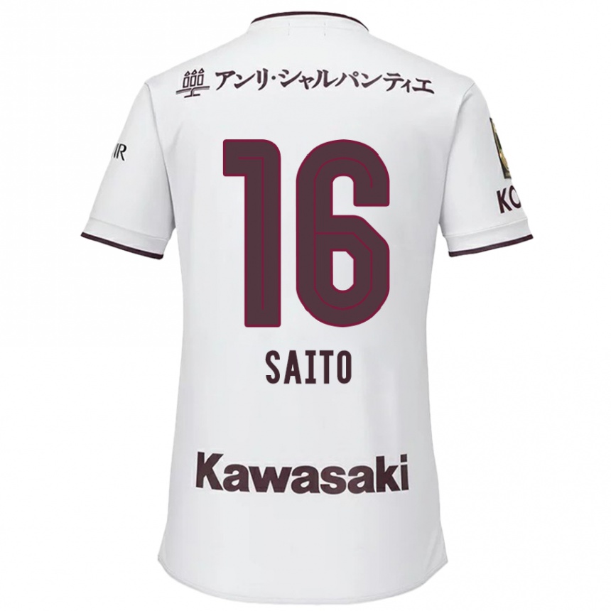 Hombre Fútbol Camiseta Mitsuki Saito #16 Blanco Rojo 2ª Equipación 2024/25 Perú