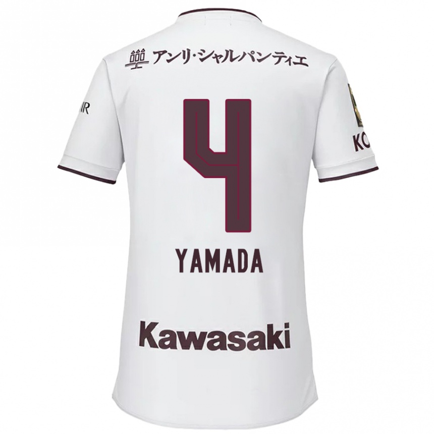 Hombre Fútbol Camiseta Kaito Yamada #4 Blanco Rojo 2ª Equipación 2024/25 Perú