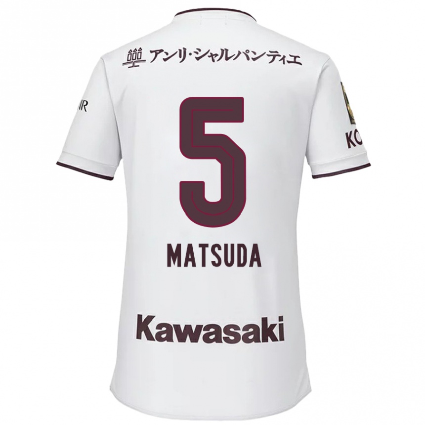 Hombre Fútbol Camiseta Shido Matsuda #5 Blanco Rojo 2ª Equipación 2024/25 Perú