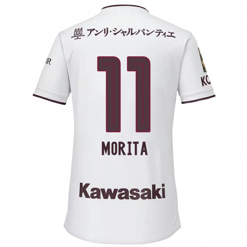 Hombre Fútbol Camiseta Oga Morita #11 Blanco Rojo 2ª Equipación 2024/25 Perú