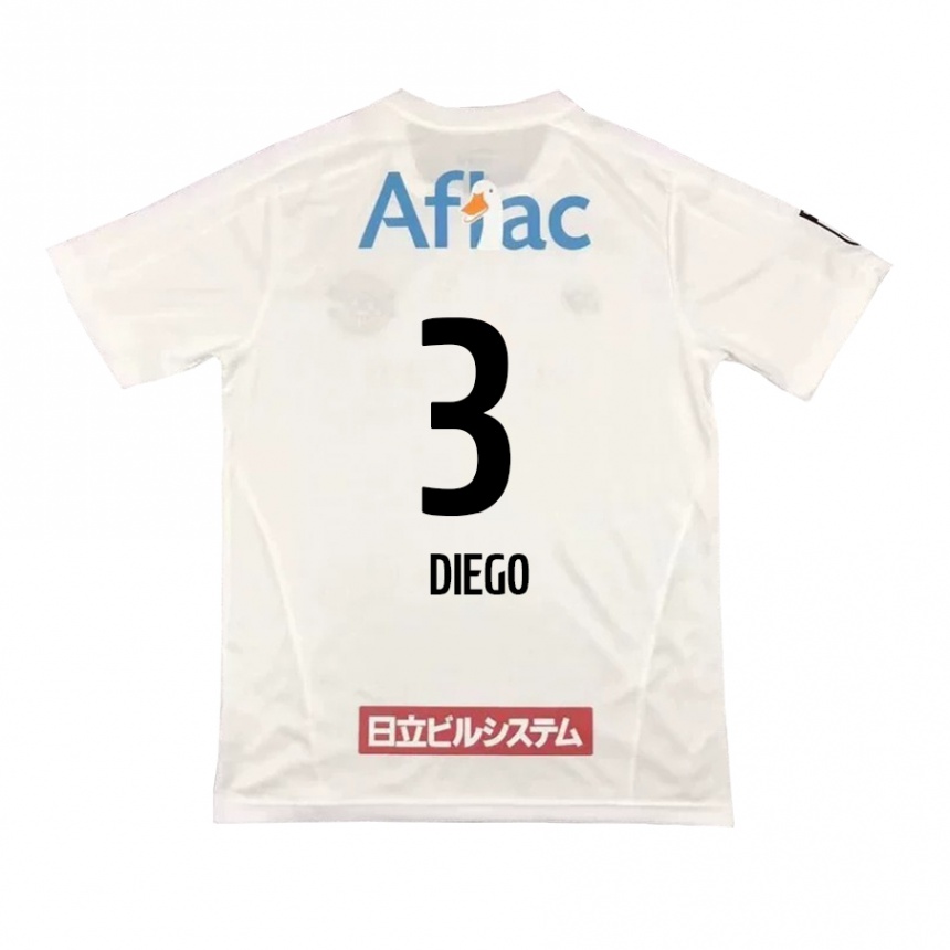 Hombre Fútbol Camiseta Diego #3 Blanco Negro 2ª Equipación 2024/25 Perú