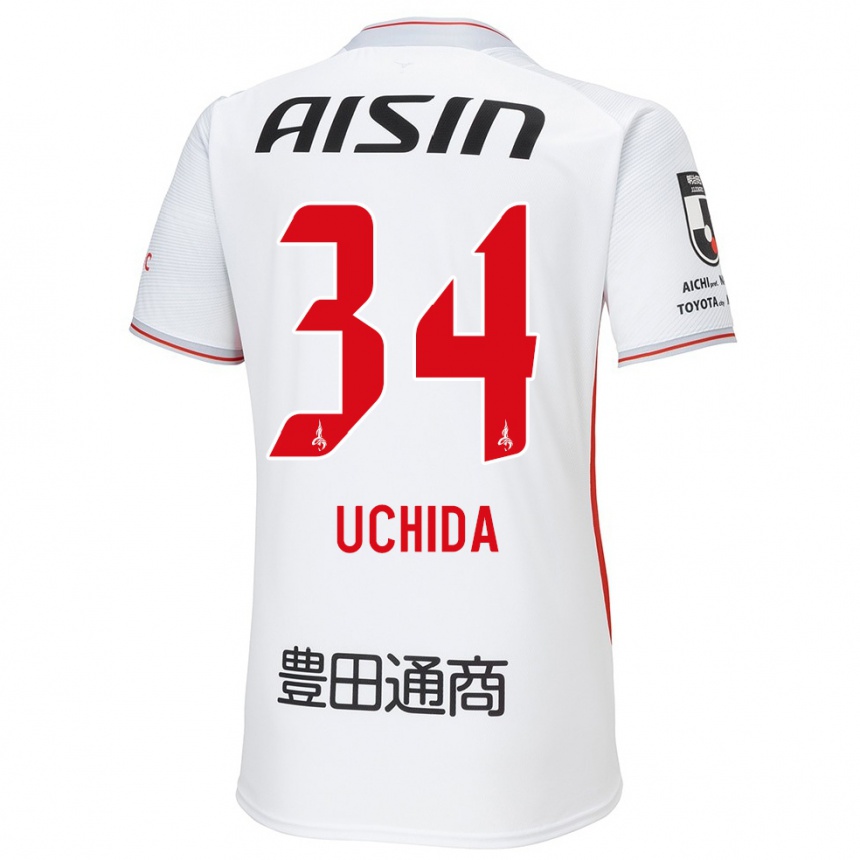 Hombre Fútbol Camiseta Takuya Uchida #34 Blanco Amarillo Rojo 2ª Equipación 2024/25 Perú