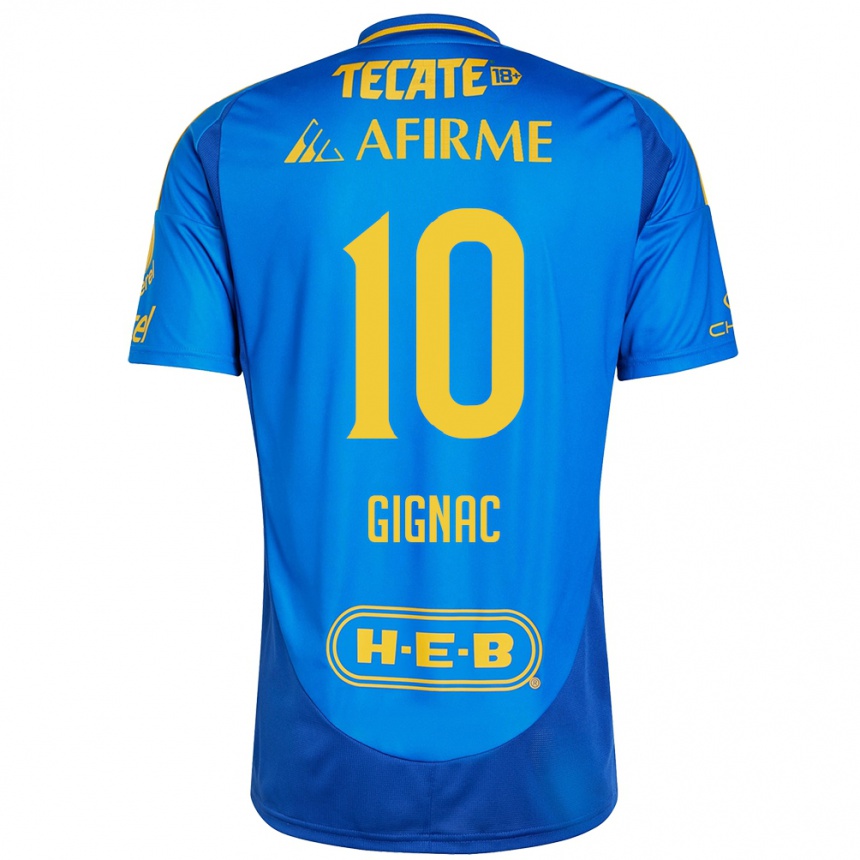 Hombre Fútbol Camiseta André-Pierre Gignac #10 Azul Amarillo 2ª Equipación 2024/25 Perú