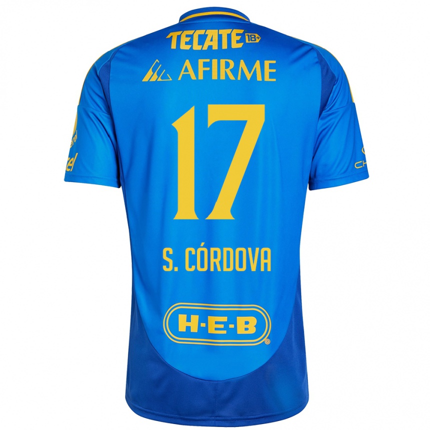 Hombre Fútbol Camiseta Sebastián Córdova #17 Azul Amarillo 2ª Equipación 2024/25 Perú