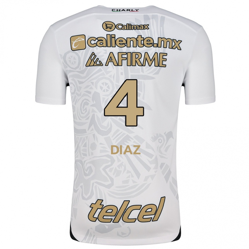 Hombre Fútbol Camiseta Nicolás Díaz #4 Blanco Negro 2ª Equipación 2024/25 Perú