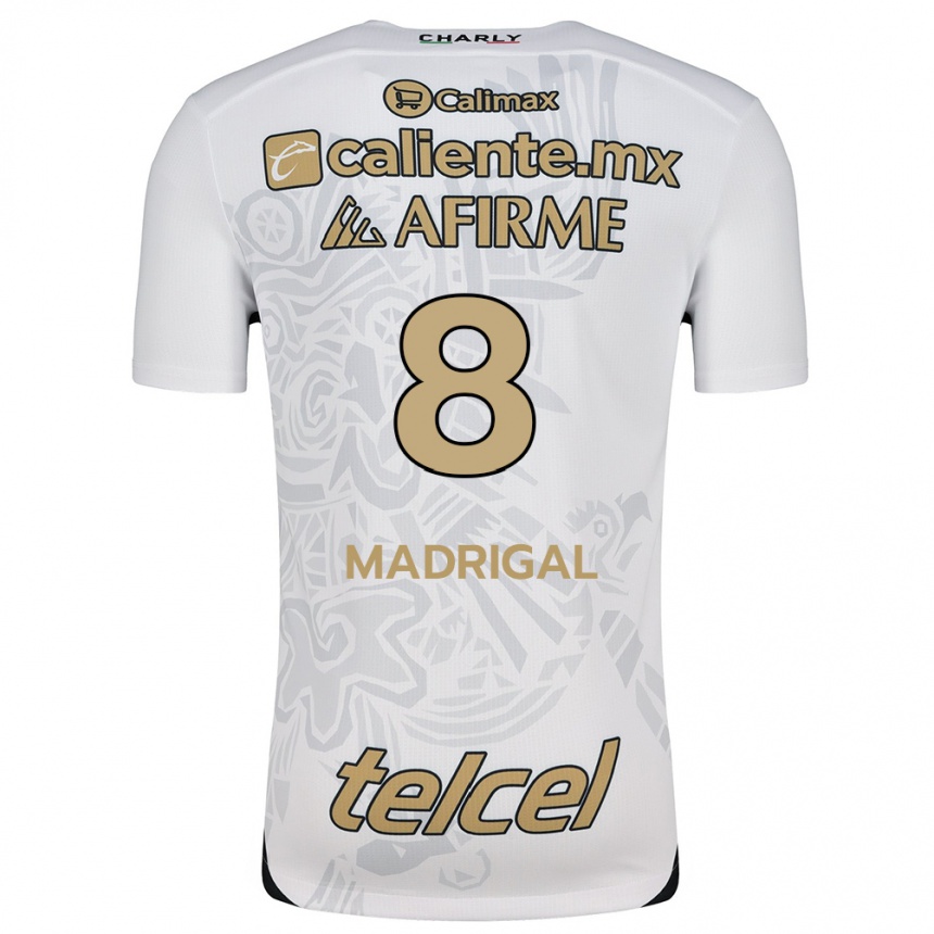 Hombre Fútbol Camiseta Fernando Madrigal #8 Blanco Negro 2ª Equipación 2024/25 Perú