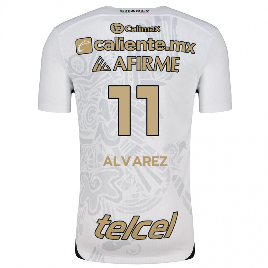 Hombre Fútbol Camiseta Efraín Álvarez #11 Blanco Negro 2ª Equipación 2024/25 Perú