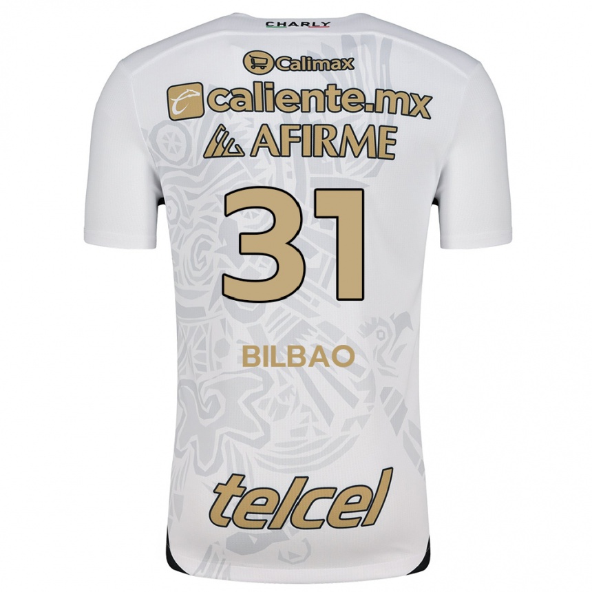 Hombre Fútbol Camiseta Unai Bilbao #31 Blanco Negro 2ª Equipación 2024/25 Perú