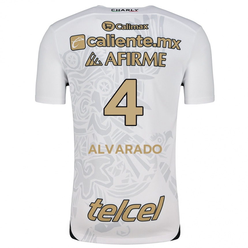 Hombre Fútbol Camiseta Mónica Alvarado #4 Blanco Negro 2ª Equipación 2024/25 Perú