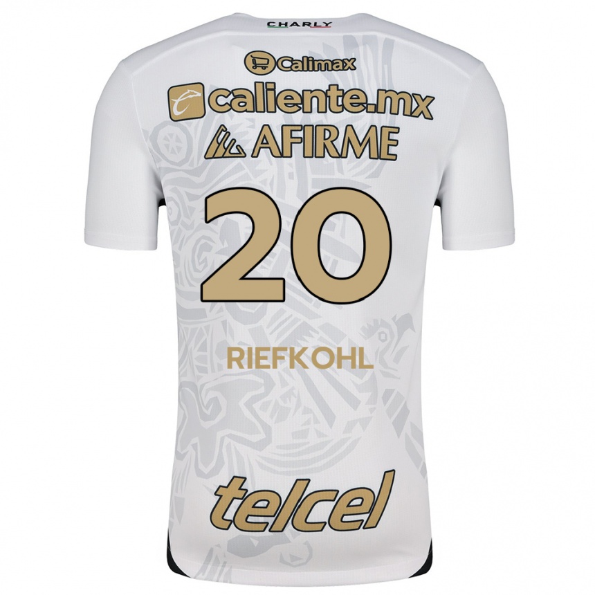 Hombre Fútbol Camiseta Luciana Riefkohl #20 Blanco Negro 2ª Equipación 2024/25 Perú