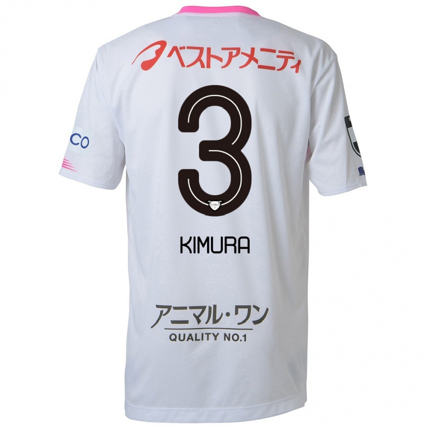 Hombre Fútbol Camiseta Seiji Kimura #3 Blanco Azul Rosa 2ª Equipación 2024/25 Perú