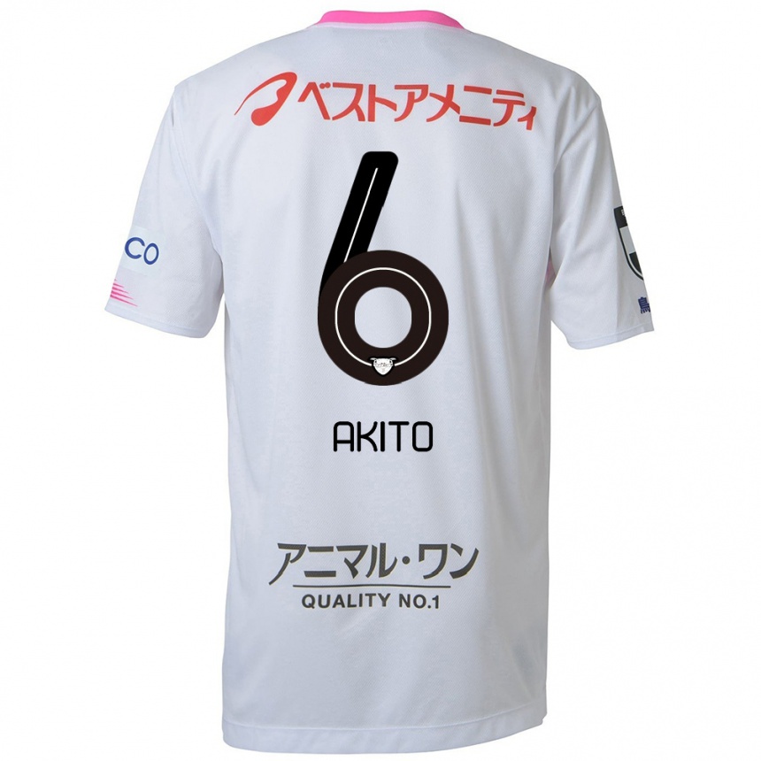 Hombre Fútbol Camiseta Akito Fukuta #6 Blanco Azul Rosa 2ª Equipación 2024/25 Perú