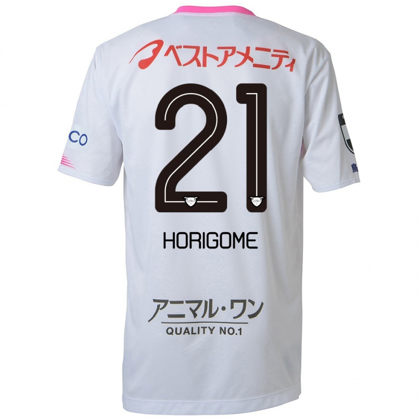 Hombre Fútbol Camiseta Yuki Horigome #21 Blanco Azul Rosa 2ª Equipación 2024/25 Perú