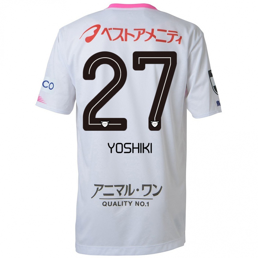 Hombre Fútbol Camiseta Yoshiki Narahara #27 Blanco Azul Rosa 2ª Equipación 2024/25 Perú