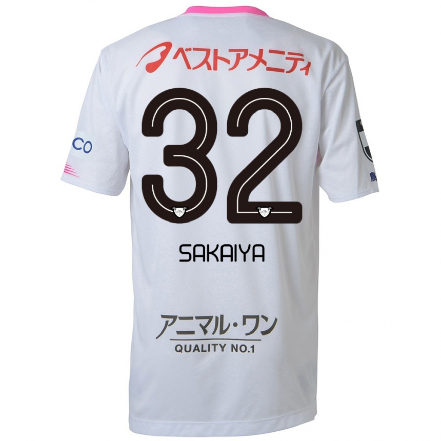 Hombre Fútbol Camiseta Keisuke Sakaiya #32 Blanco Azul Rosa 2ª Equipación 2024/25 Perú