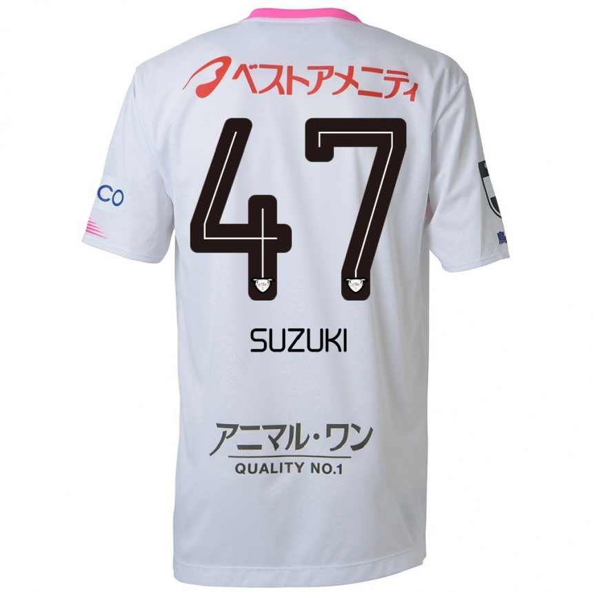 Hombre Fútbol Camiseta Daichi Suzuki #47 Blanco Azul Rosa 2ª Equipación 2024/25 Perú