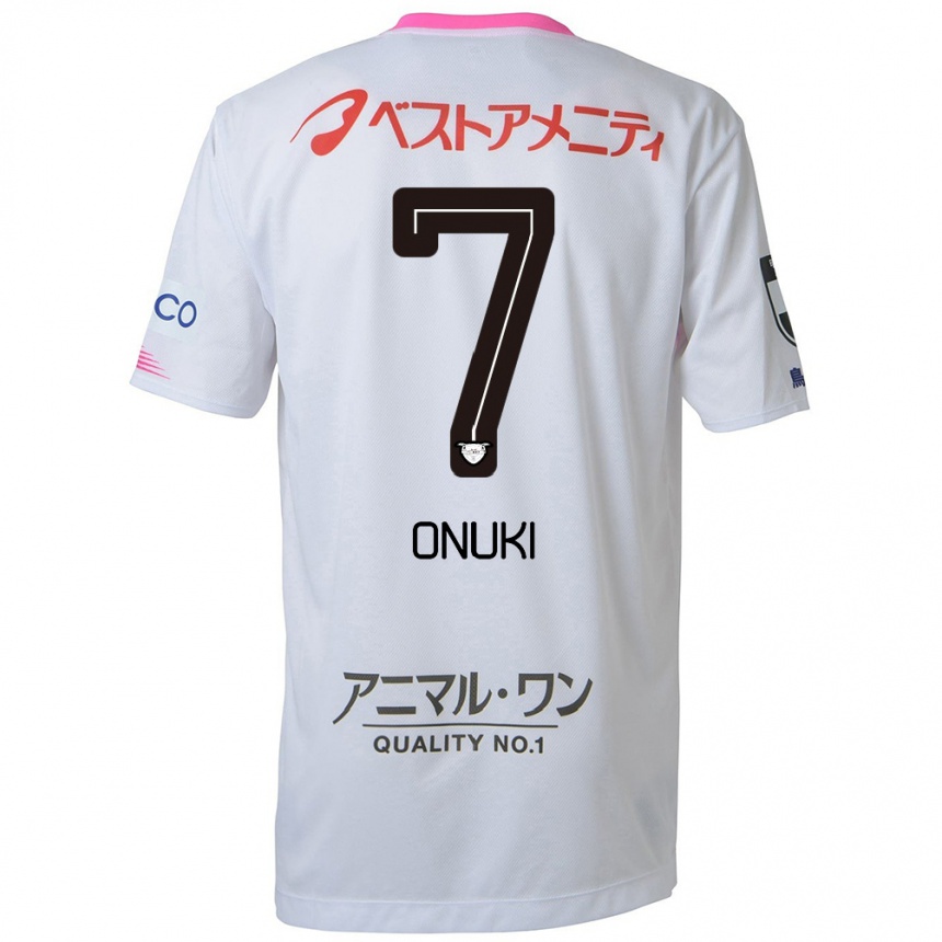 Hombre Fútbol Camiseta Tentaro Onuki #7 Blanco Azul Rosa 2ª Equipación 2024/25 Perú