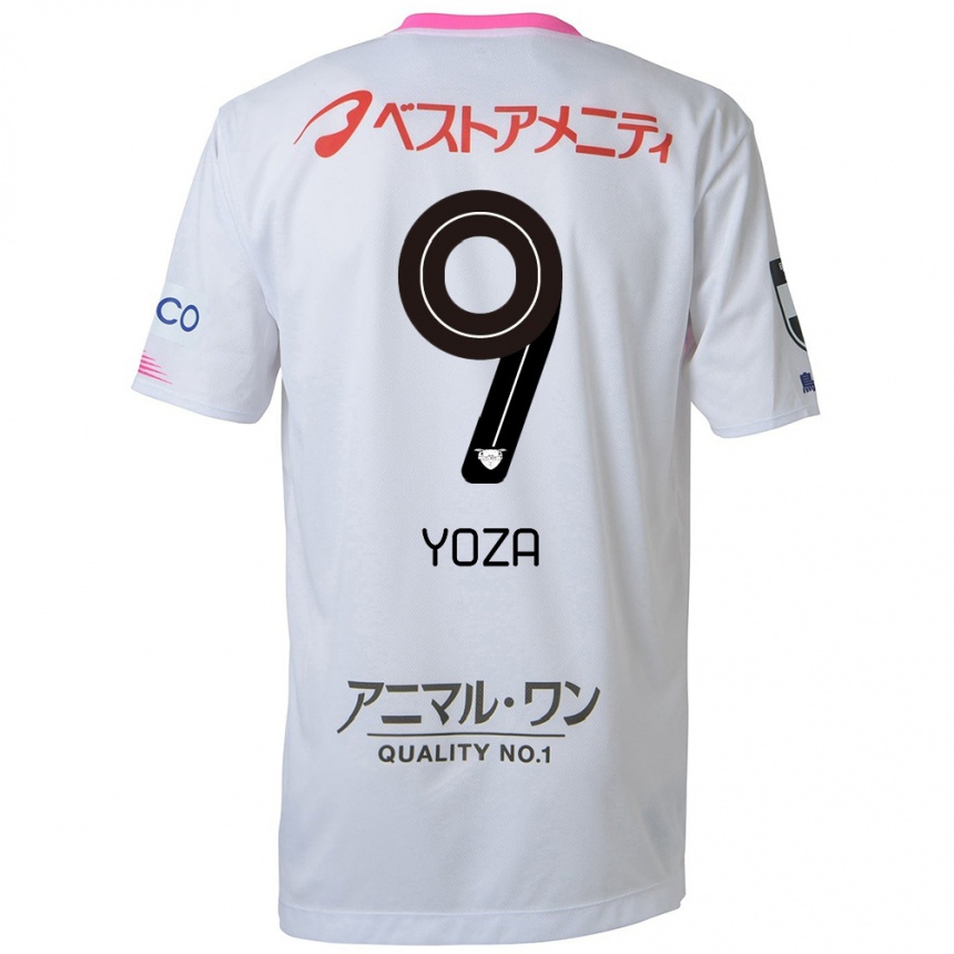 Hombre Fútbol Camiseta Tomomichi Yoza #9 Blanco Azul Rosa 2ª Equipación 2024/25 Perú